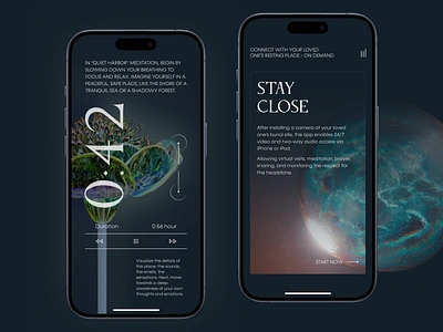 Dead Communication Mobile iOS App android app app interface app screen design branding camera dark theme dashboard design interface ios meditations mobile mobile app product design start up ui ux