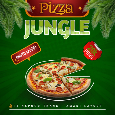 All green pizza design graphic design
