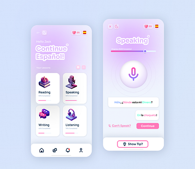AI Language learning App UI Design branding graphic design ui