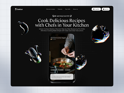 CutLet - Recipes App Landing Page app chef food app landing page minimal recipes uidesign ux website