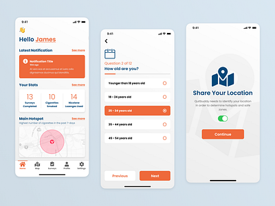QuitBuddy app design minimalistic mobile modern ui ux