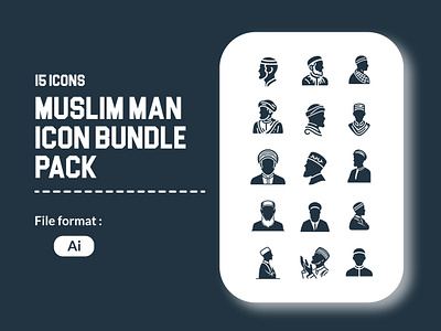 Islamic Icons: 15 Symbols of Muslim Men 3d arab arabic artwork branding bundle design digitalart flat graphic design icon illustration islam logo man muslim ui ux vector