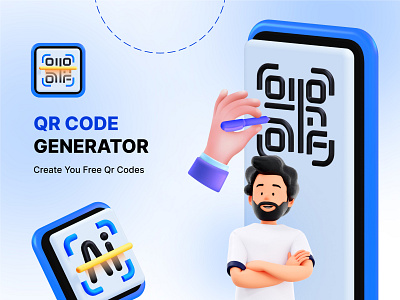 QR Code Generator 3d graphic design logo ui