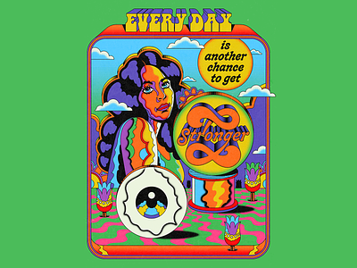 Every day is another chance to get stronger design illustration lettering motivation positivity psychedelic retro sixties typ typography vector vintage