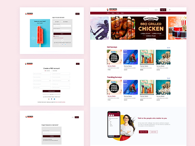 Login screen and Home screen design for a Survey screen branding design mobile application uiux web design
