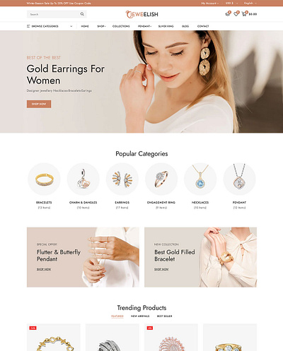 Modern Jewelry Store Shopify 2.0 Responsive Theme ecommerce jewelry store shop theme shopify theme