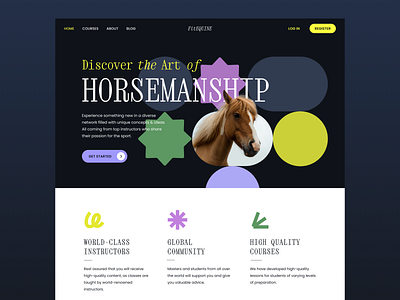 Landing page concept concept hero horse landing ui