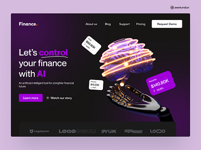 Finance - AI fintech website ai app dark design fintech hero landing page ui ux website