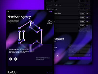 NanoWeb Agency | Website Design 3d agency blue corporate dark design gradient inter it services ui ux web webagency website