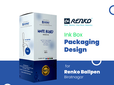 Marker Ink Box deisgn for Renko Ballpen | Biratnagar ballpen biratnagar branding graphic design illustration ink box design kumar chandan design packaging design renko renko ballpen renko biratnagar