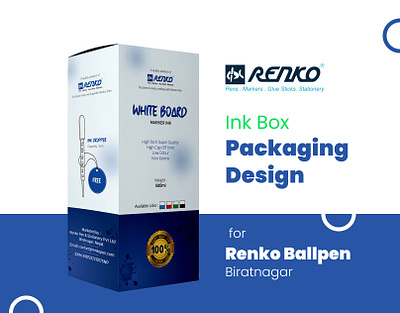Marker Ink Box deisgn for Renko Ballpen | Biratnagar ballpen biratnagar branding graphic design illustration ink box design kumar chandan design packaging design renko renko ballpen renko biratnagar