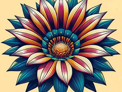 Gazania Glow by Aravind Reddy Tarugu aravind art artistic flora bold graphics colorful petals creative nature design detailed design digital botany floral illustration flower vector gazania gradient beauty illustration nature vector reddy tarugu treasure flower vector vibrant art