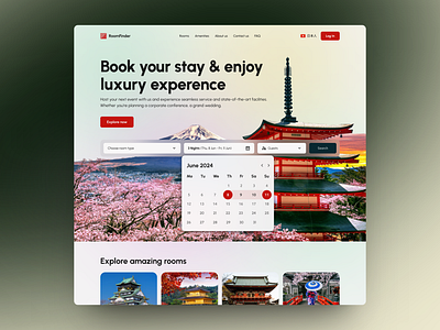 Booking Calendar - Daily UI Challenge - 38/100 airbnb app booking calender branding calendar calendar app daily ui day 38 design figma illustration inspiration israt japan red room booking travel booking travel east ui uxisrat