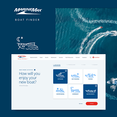 MarineMax Boat Finder ui ux web design wireframes