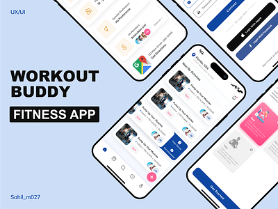 Get WorkOut Buddy (Fitness Community App) graphic design gym logo design ratting top top ratted trending uiux user experince user interface workout