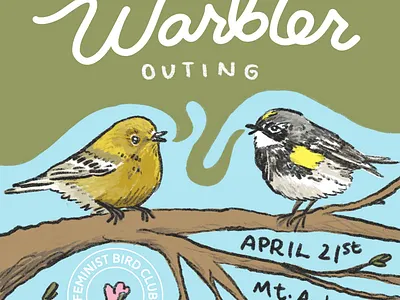 Birding event graphic bird illustration bird watching birder birding birds birdwatching boston event event graphic feminist bird club illustration warbler warblers