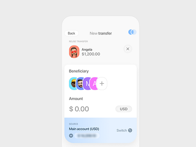 transfer money (first screen) banking contacts mobile app transfer ui users