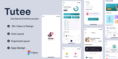 Tutee - Job Search and Online Courses App Design animation job finder job search motion graphics online courses ui ui design
