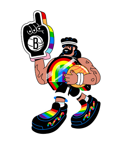 NET's Pride Night basketball branding character graphicdesign illustraion man mascot nets people pride rainbow sports