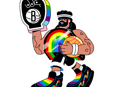 NET's Pride Night basketball branding character graphicdesign illustraion man mascot nets people pride rainbow sports