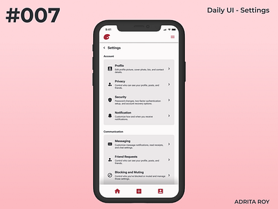 Daily UI 007 - Settings dailychallenge dailyui design designprocess designthinking figma mobile mobile app prototype ui uiux ux