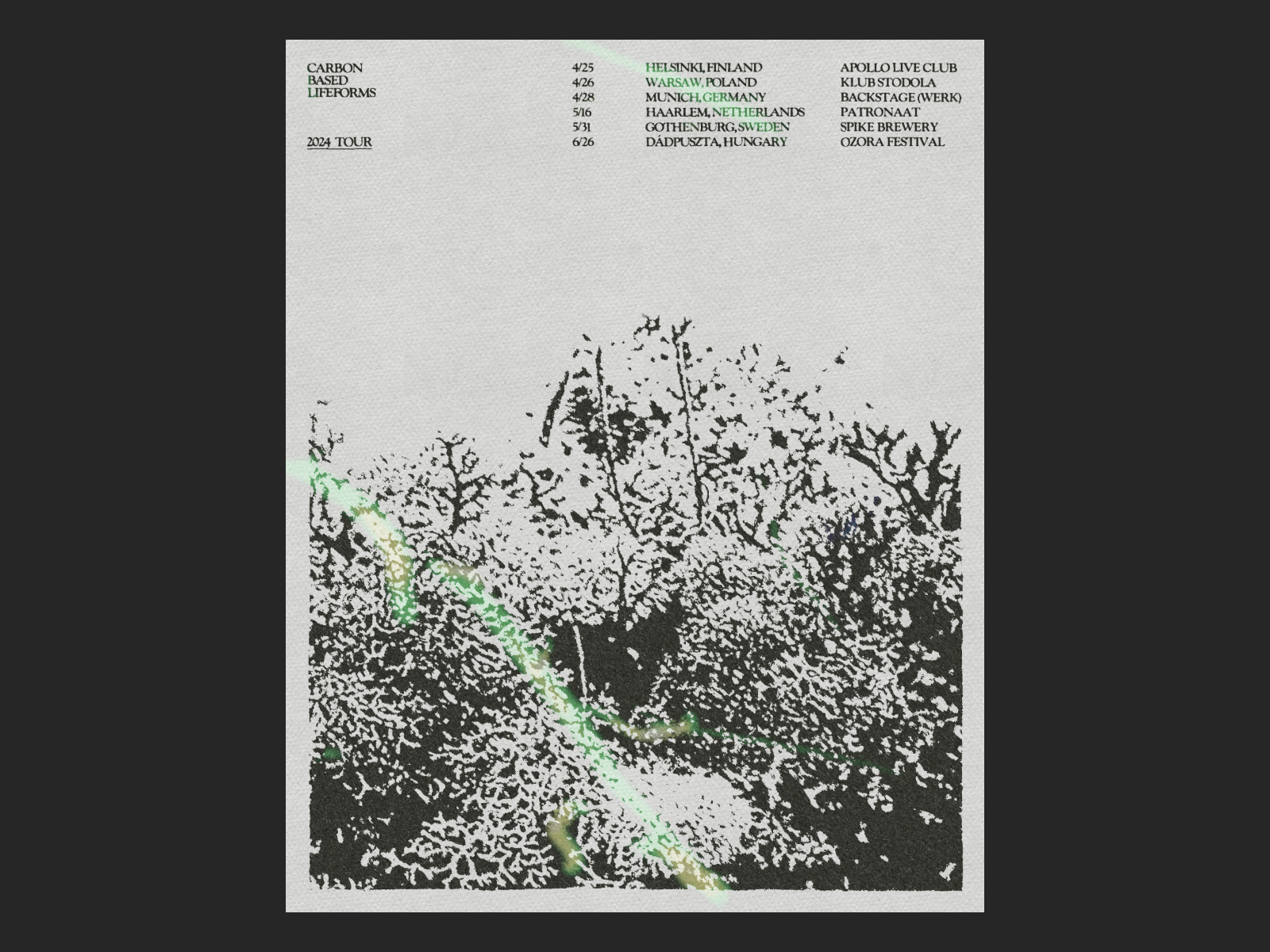 CARBON BASED LIFEFORMS TOUR Poster carbon based lifeforms graphic design minimalism music poster tour