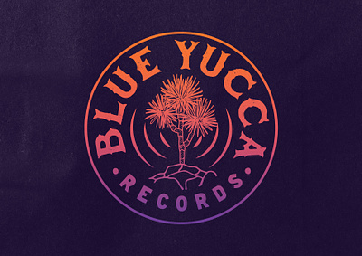 BLUE YUCCA RECORDS Badge Logo badge branding creative design graphic design logo nature palm plant record label records yucca