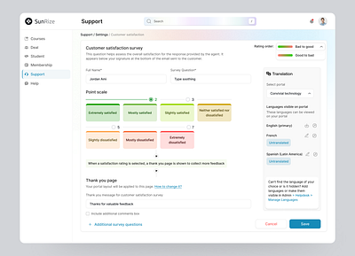 LMS Support Page admin dashboard custoemr satisfaction learning managment lms lms admin panel setting support