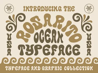 Rosarito Typeface | A Coastal Font coastal font font design mexico nienowbrand psychedelic font rosarito type southwest font surf brand surf font tropical font type design vintage type western font