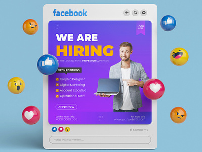 Social Media Hiring Post Design graphic design hire hiring hiring post hiring post design social media social media design social media post social media post design were hiring