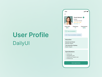 User (lawyer) Profile figma mobile design ui ui ux design user profile ux visual design web design