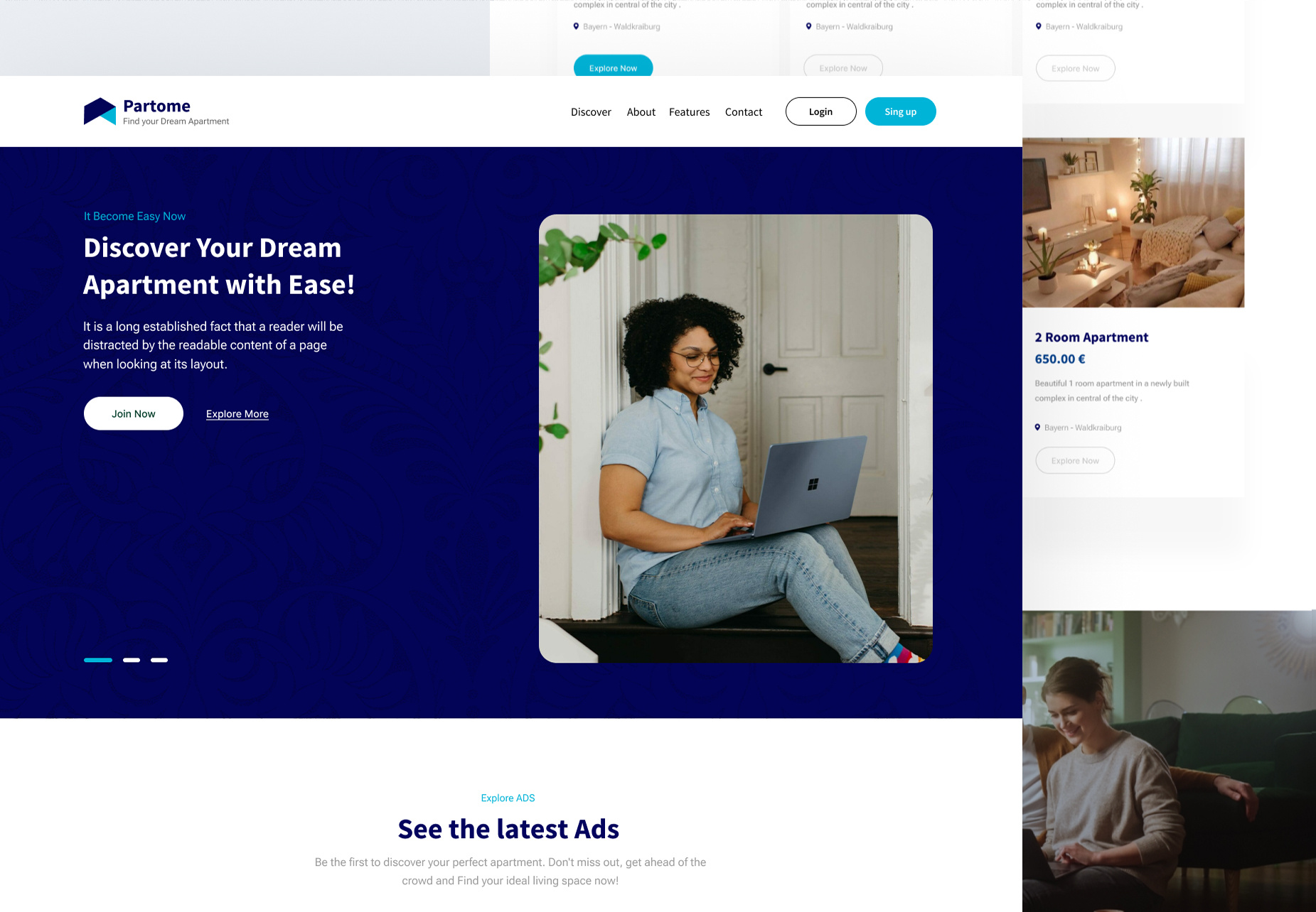 Partome - Website Apartment finder branding graphic design logo ui ux