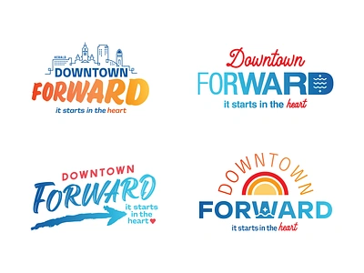 Downtown Forward bellingham brand campaign branding city city branding city logo civic downtown government gradient helvetica logo pacific northwest pnw portland reimagine seattle transform typographic vibrant