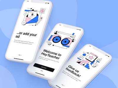 Hey Teacher - Mobile App Design blue material design pink teacher ui ui design