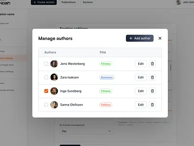 Modal table pop-up admin dashboard enterprise gradient minimal modal popup saas select table ui user ux