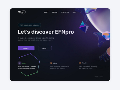 Hero for EFNpro branding darktheme design designthinkig efnpro landing page ui uofa user interface uxui uxui design web design