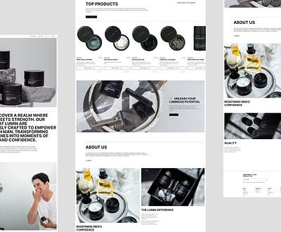 Lumin: Redefining Skincare for Men (Website) modern man ui