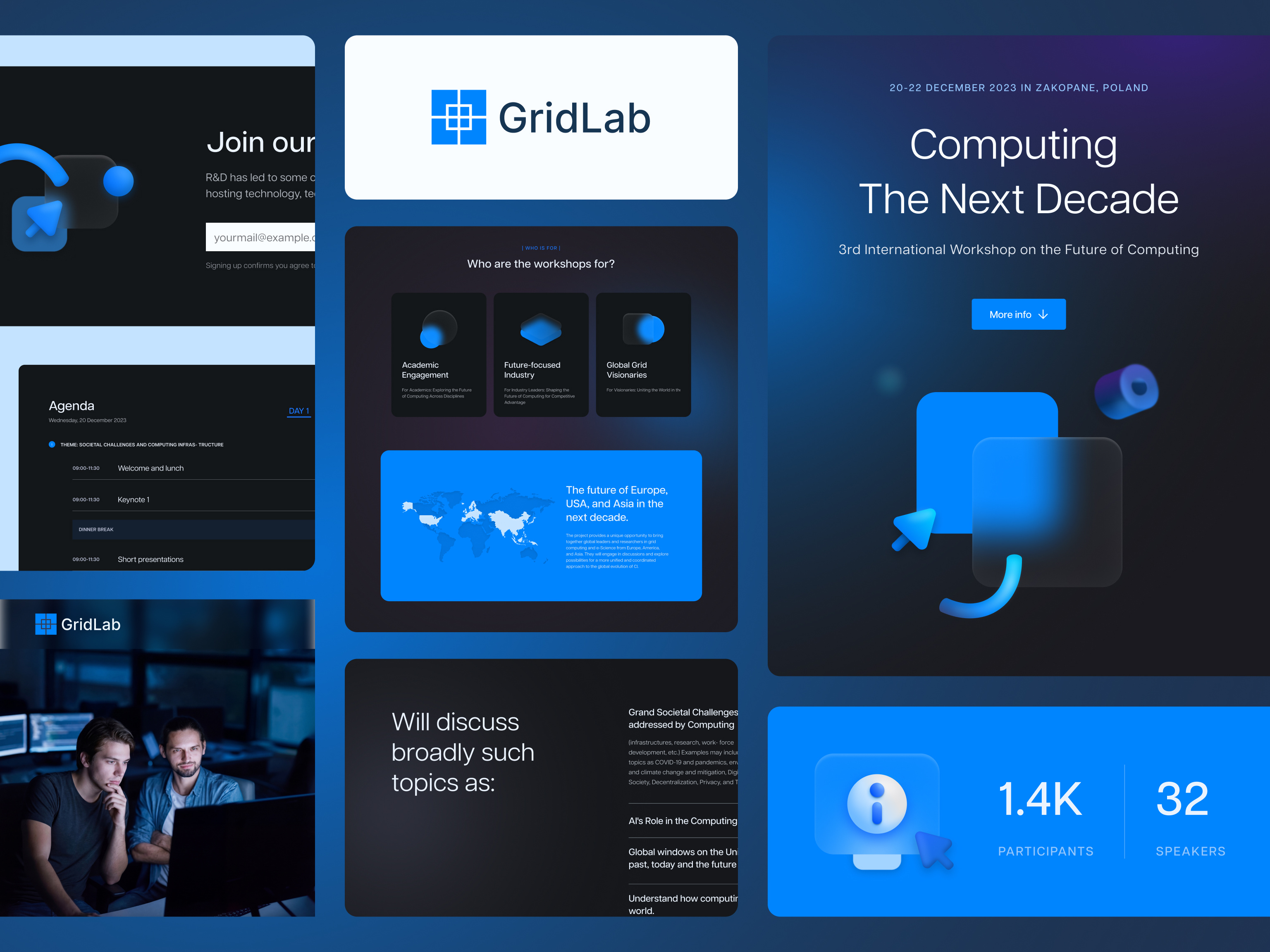 (Website) Workshop on the Future of Computing blue branding computing data design technology ui web website