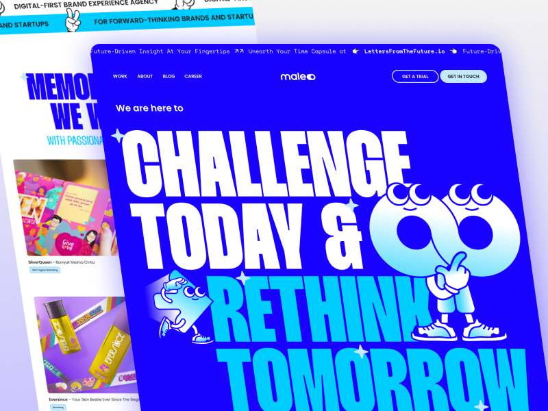 Maleo Agency's new landing page design and animations animation branding lottie motion graphics ui