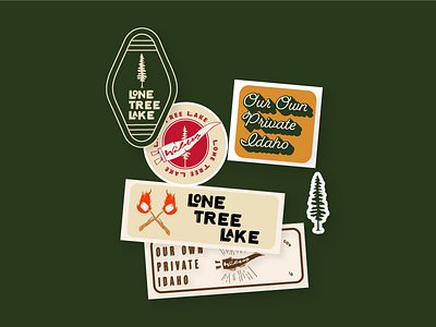 Lone Tree Lake Stickers branding custom font graphic design illustration logos