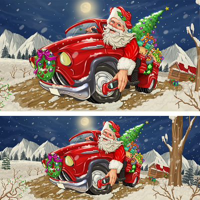 DIGITAL ART-WINNING Illustration cartoon digitala art graphic design santa cartoon