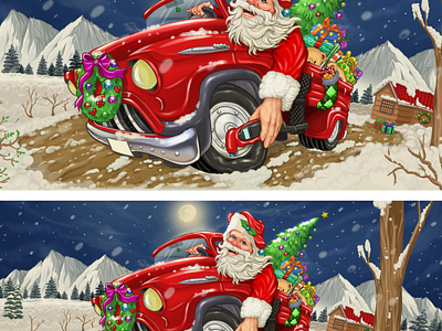 DIGITAL ART-WINNING Illustration cartoon digitala art graphic design santa cartoon