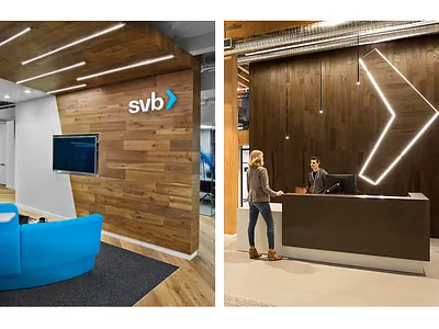 SVB - Rebrand - Office Environmental Design art direction bank banking brand application brand design branding design finance fintech graphic design logo logo design office silicon valley silicon valley bank svb visual identity