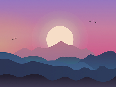Colorful mountain sunset design graphic design illustration landscape