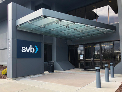 SVB - Rebrand - Office Exteriors 3 art direction bank banking brand application brand design branding design finance fintech graphic design logo logo design office silicon valley silicon valley bank svb visual identity