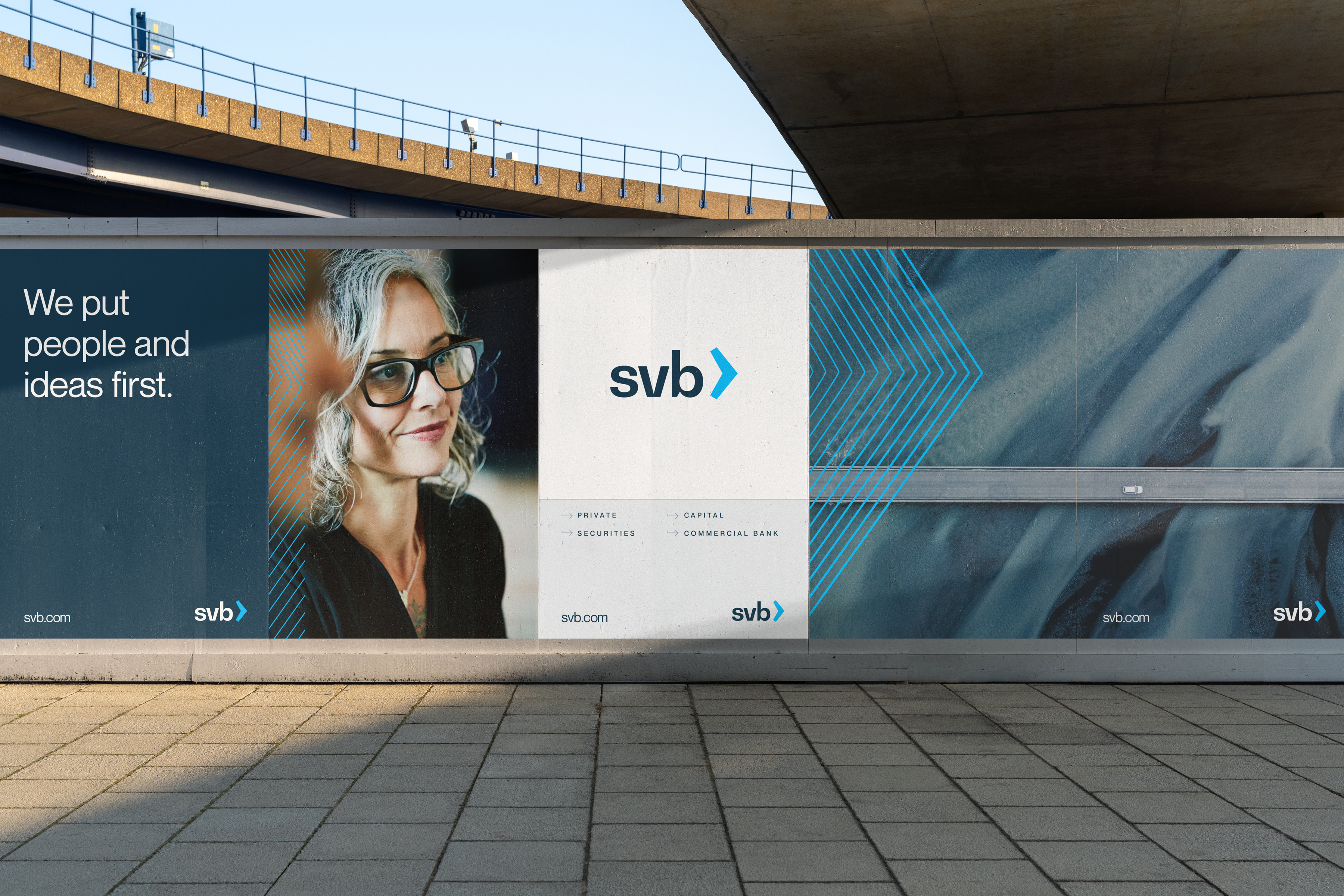 SVB - Rebrand - Out of Home Advertising art direction bank banking brand application brand design branding design finance fintech graphic design logo logo design ooh out of home outdoor advertising silicon valley silicon valley bank svb visual identity