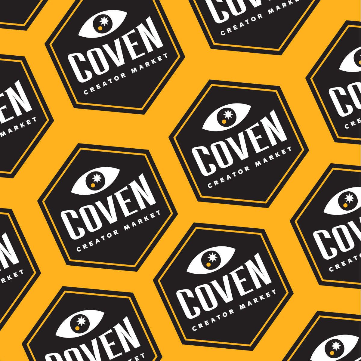 Coven Branding badge branding eyeball graphic design logo yellow