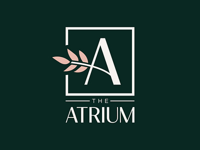 The Atrium Lockup a apartment branding floral graphic design green lockup logo nature pink plant real estate