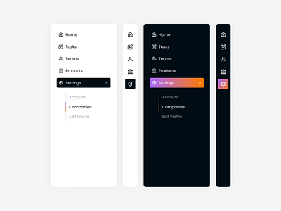 Sidebar Navigation product design ui