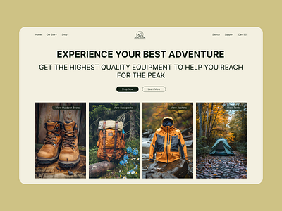 Adventure Equipment Shop Website ai ai art design ecommerce landing page store store design ui ui design website design website store